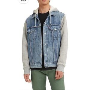 Levis Jacket Mens Large vintage fit Hybrid Hoodie Trucker Pockets Hooded
